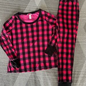Victoria's Secret  Pink and Black Plaid Thermal Pajama Set Size M